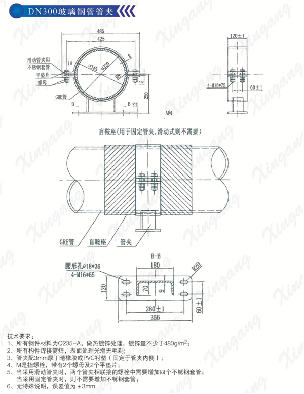 玻璃鋼管管夾 玻璃鋼管管夾